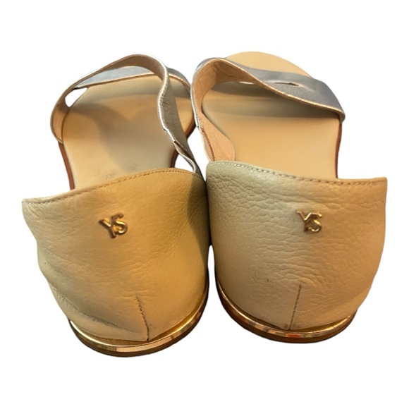 Yosi Samra Casey Silver Metallic Tan Leather D'Orsay Sandal Size 9M - Picture 4 of 5
